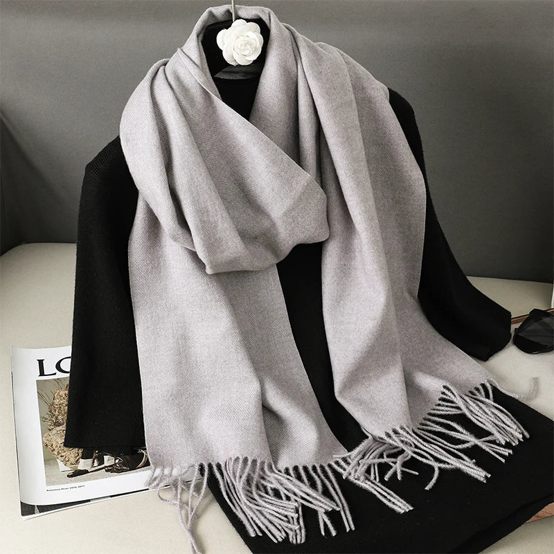 New 62 Color Winter Scarf For Women Long Warm Cashmere Scarves Hijab Solid Lady Shawl Wrap Female Pashmina Bandana Head Scarfs scarf and shawl