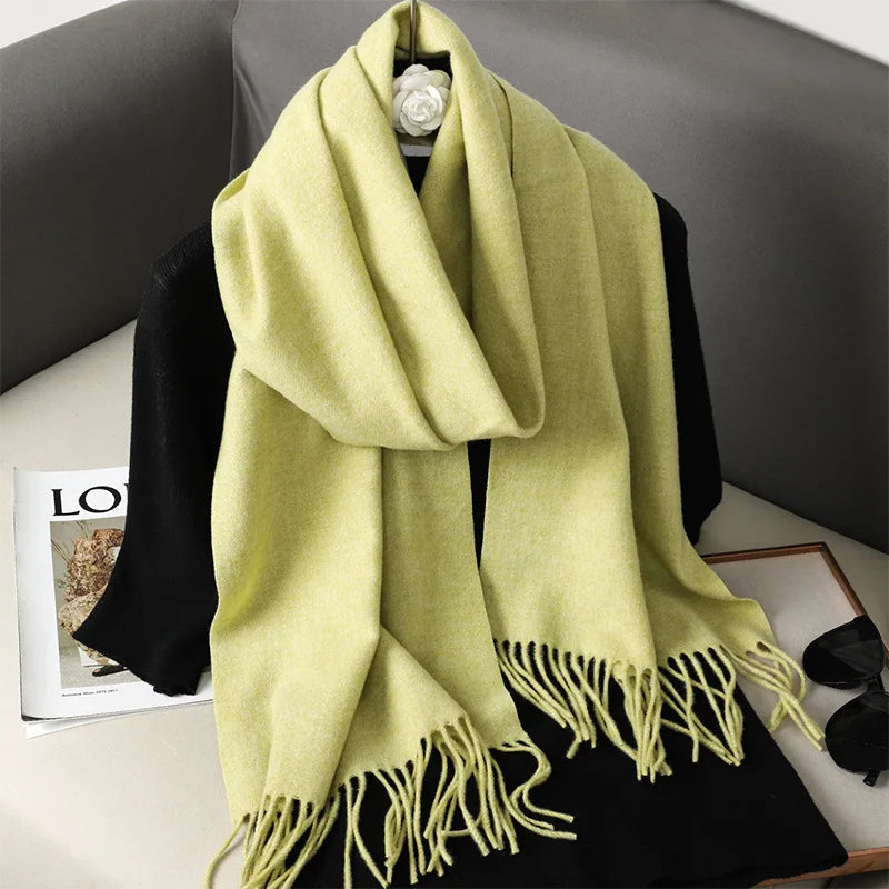 62Color Solid Women Winter Scarf Warm Thicken Cashmere Shawl Outdoor Fashion Luxury Tassels Pashmina Lady Wrap Windproof Scarves scarf and shawl