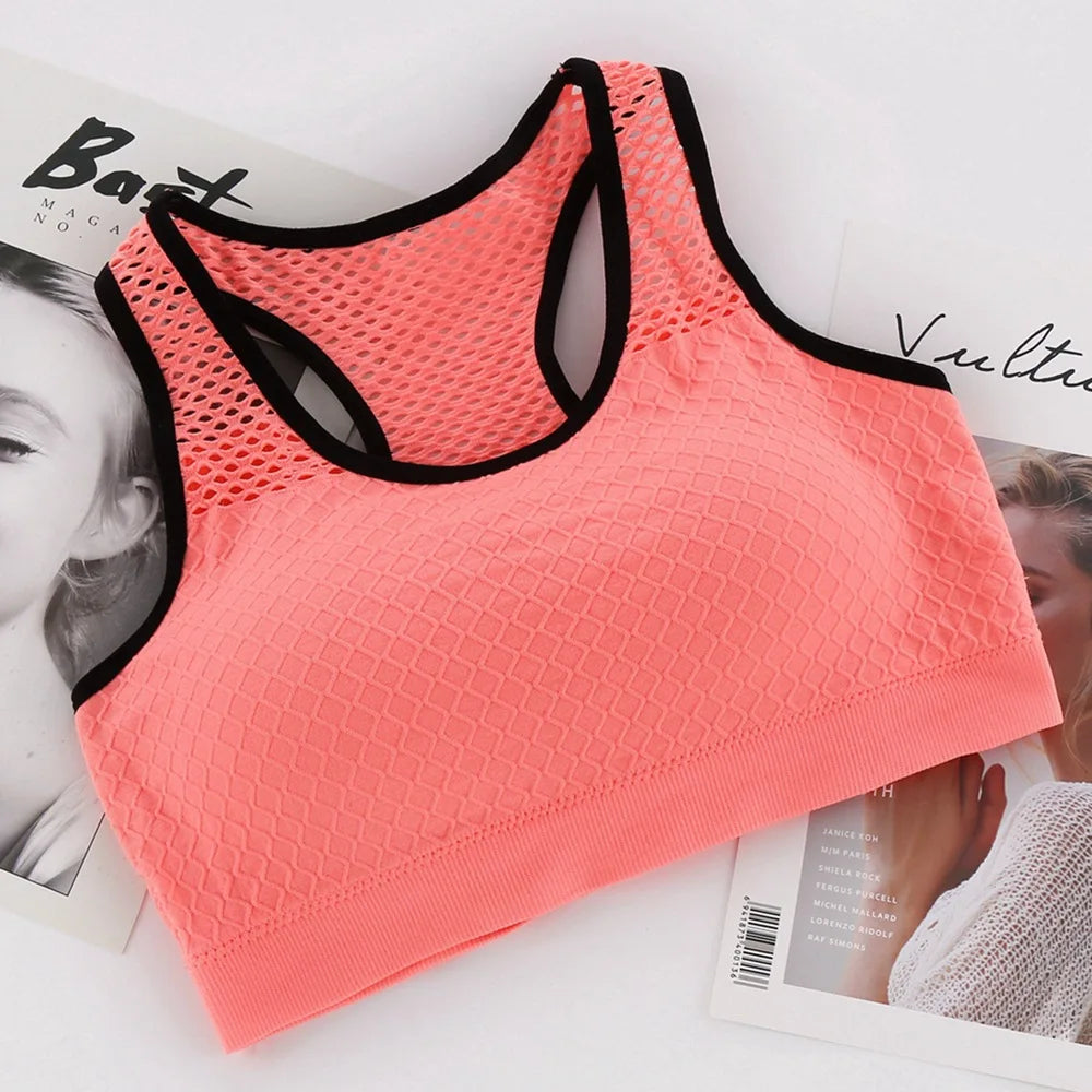 Mesh Sports Bra Hollow Out Sport Top Seamless Fitness Yoga Bras Women Gym sports