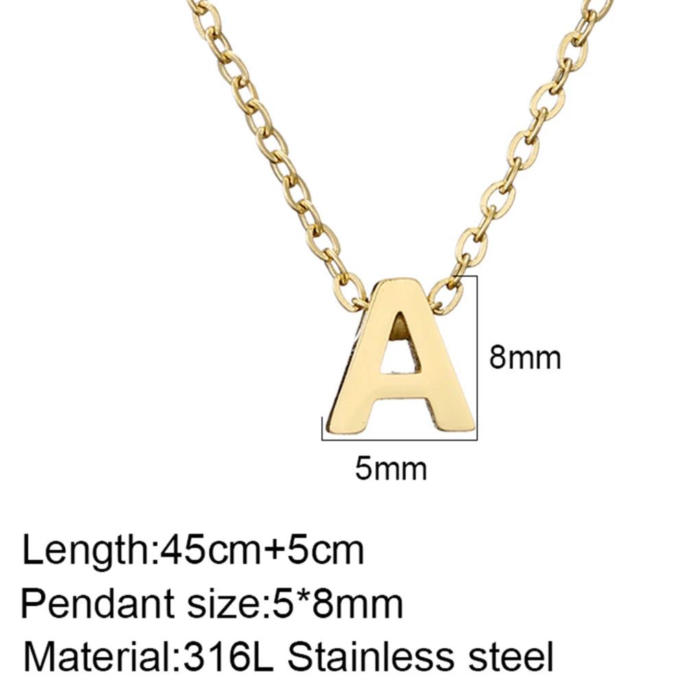 stainless steel Initial Necklace Gold  Color Cut Letters Single Name Choker Necklace For Women Pendant Jewelry Gift dropshipping  necklace