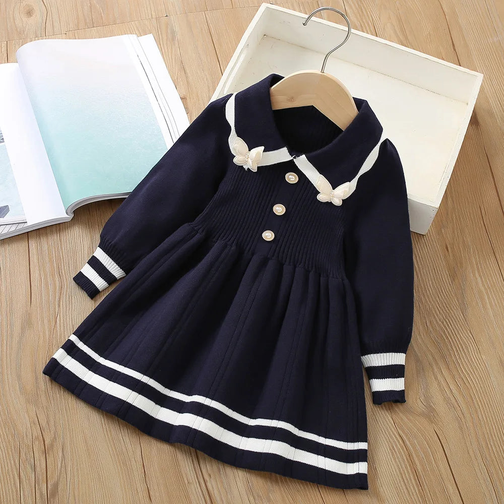 Girls Dress Winter Knitting Sweater Dress Autumn Long Sleeve Princess Dress Vestidos Warm Toddler Girl Clothes Kids Clothing girls dresses