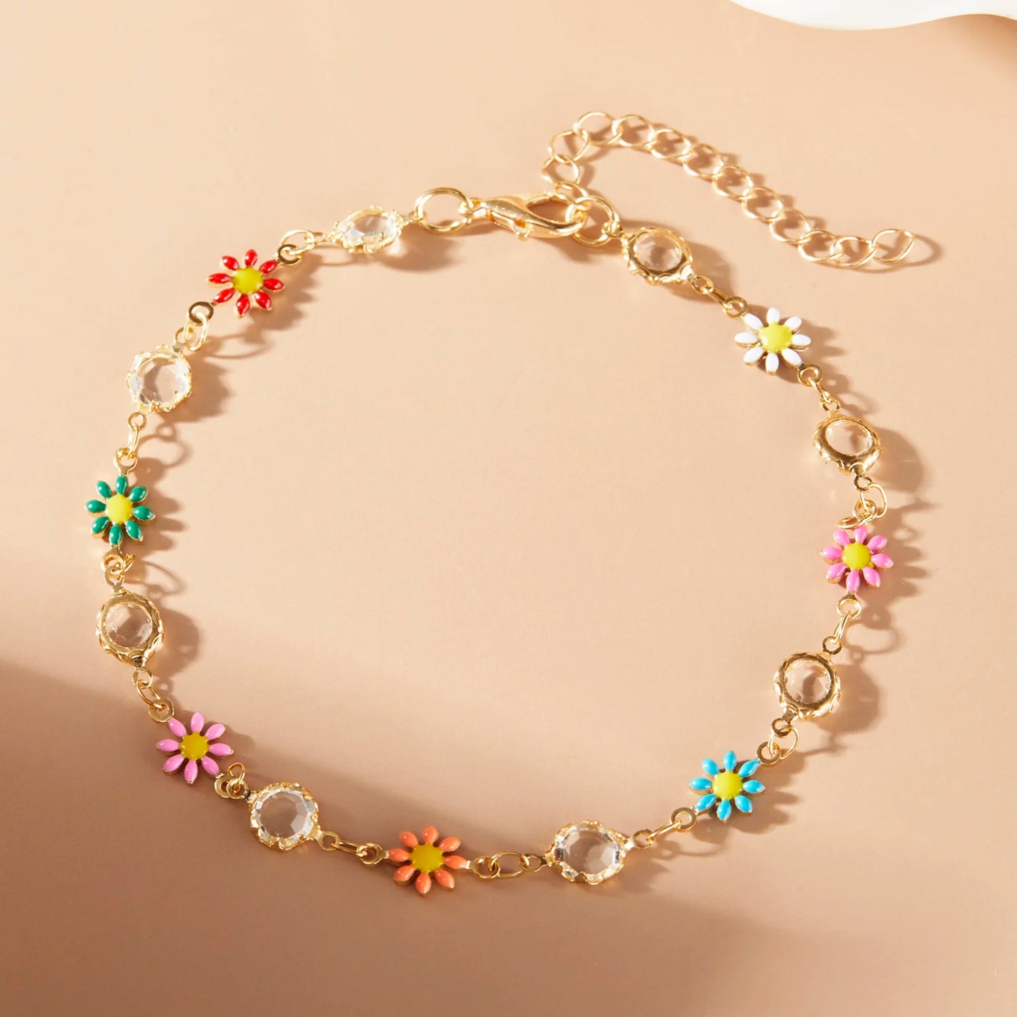 Heart Crystal Colorful Anklet for Women Butterfly Daisy Foot Leg Ankle Chain Girls Beach Party Sandals Jewelry anklet