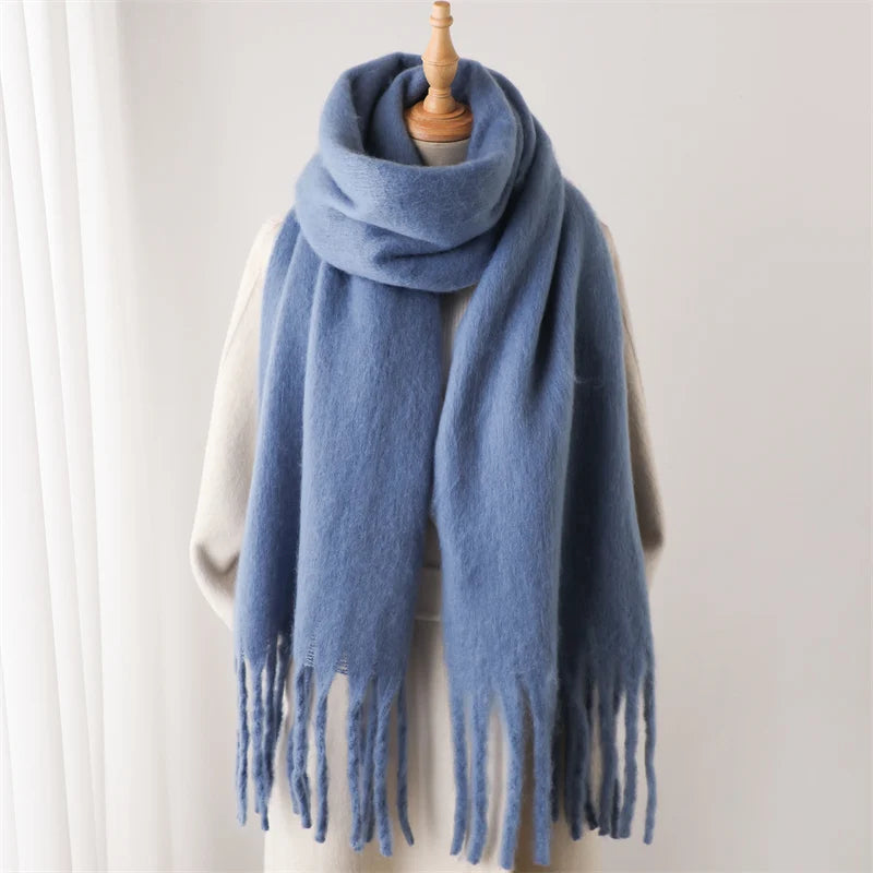 Winter Scarf for Women Cashmere Warm Solid Pashmina Blanket Wraps Female Thick Soft Bufanda Big Tassel Shawl Long Poncho Echarpe scarf and shawl