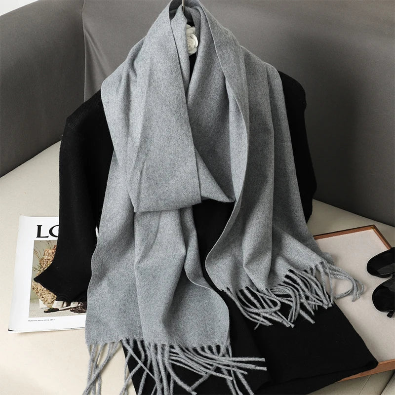 New 62 Color Winter Scarf For Women Long Warm Cashmere Scarves Hijab Solid Lady Shawl Wrap Female Pashmina Bandana Head Scarfs scarf and shawl