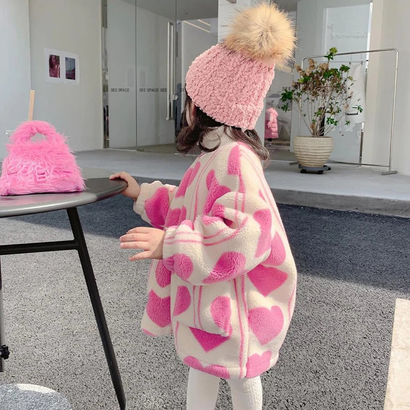 2 3 4 5 6 7 8 Years Plush Girls Jacket Autumn And Winter Keep Warm Outerwear Fashion Little Princess Christmas Coat Kids Clothes  girls jackets and coats