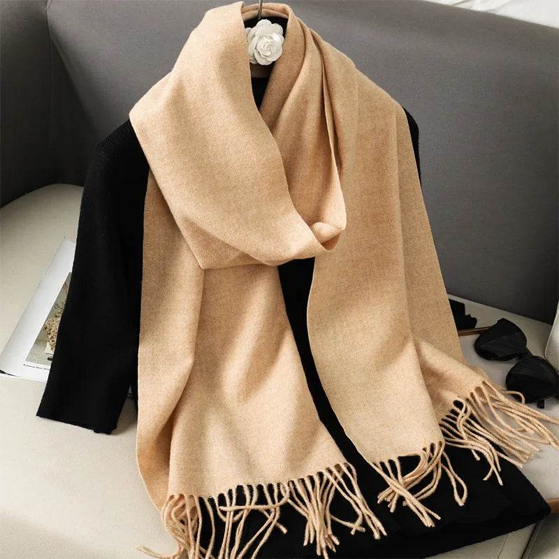 62Color Solid Women Winter Scarf Warm Thicken Cashmere Shawl Outdoor Fashion Luxury Tassels Pashmina Lady Wrap Windproof Scarves scarf and shawl