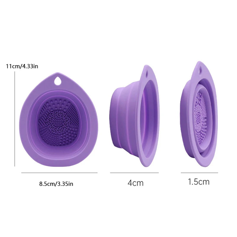 Silicone Makeup Brush Cleaner Folding Powder Puff Cleaning Bowl Eyeshadow Brushes Washing Soft Mat Beauty Tools Scrubber Box makeup accessories