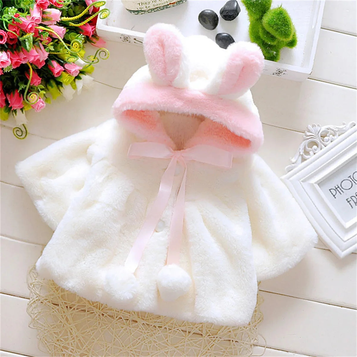 Children's clothing children's new cape girls autumn and winter wool sweater shawl baby ear fleece jacket cape infants girls