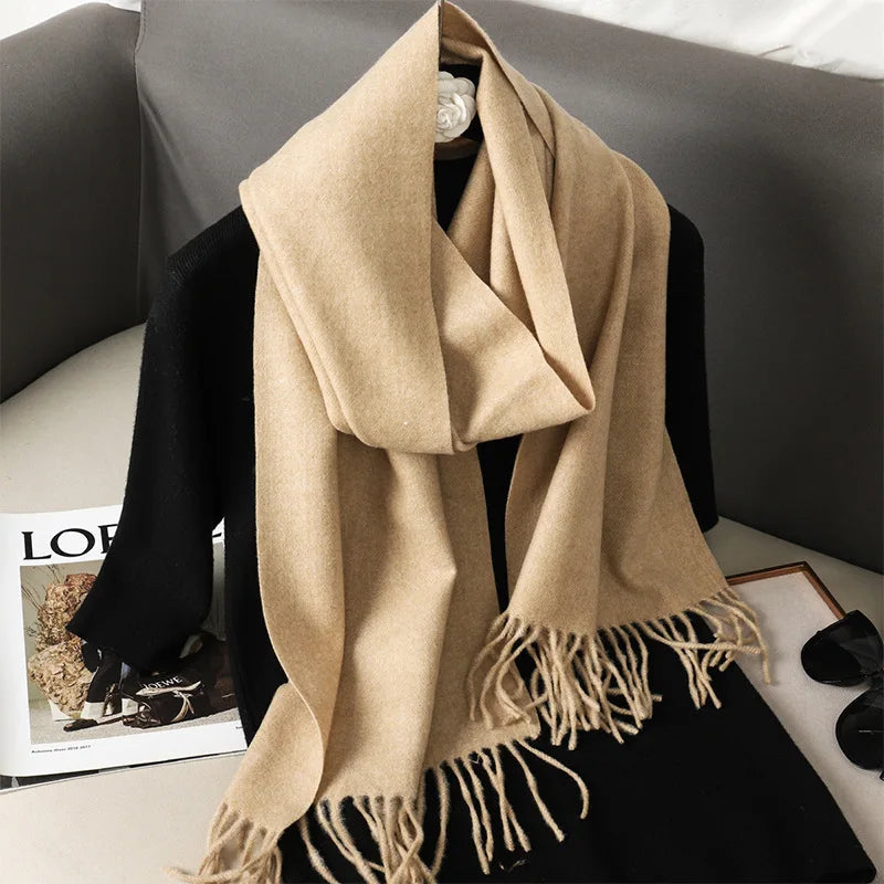 62Color Solid Women Winter Scarf Warm Thicken Cashmere Shawl Outdoor Fashion Luxury Tassels Pashmina Lady Wrap Windproof Scarves scarf and shawl