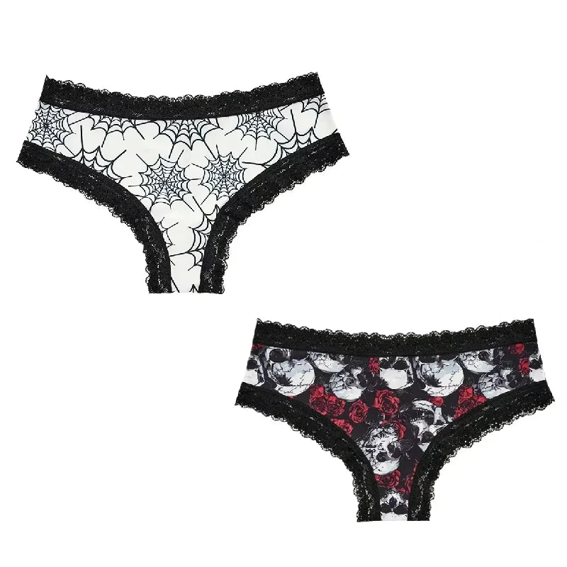 2Pc Set Lingerie Woman Sexy Underwear Lace Female Underwear Ghost Bat Butterfly Gothic Style Breathable Panties For Women undergarments