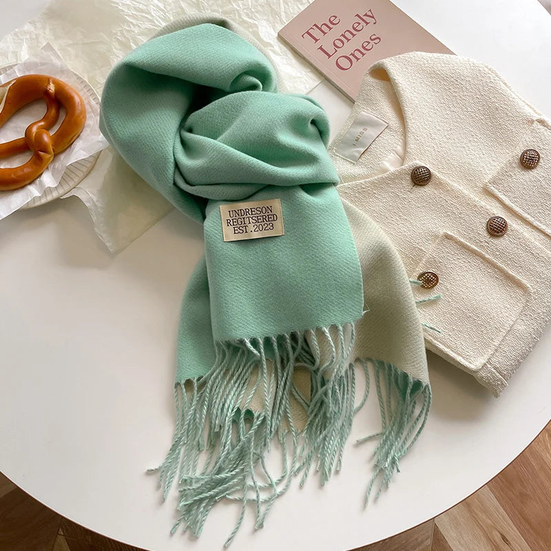 Fashion Solid Cashmere Warm Scarf New Design Pashmina Winter Double Side Diffrent Color Shawl Wraps Bufanda with Tassel Blanket scarf and shawl