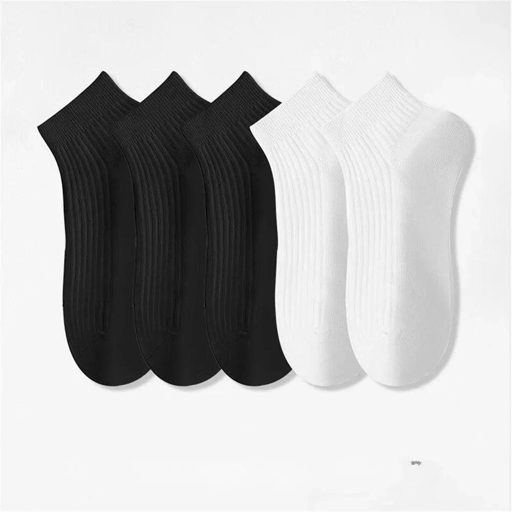 5 Pairs/Pack Ankle Socks Women 100% Cotton Invisible Sweat-absorbing Girls Low Tube Boat Socks EU 36-42 Socks