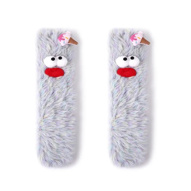 Women's Winter Socks Funny Thickened Warm Medium Tube Sock Men Warm Kawaii Cartoon Home Floor Sokken Girls Fluffy Socks