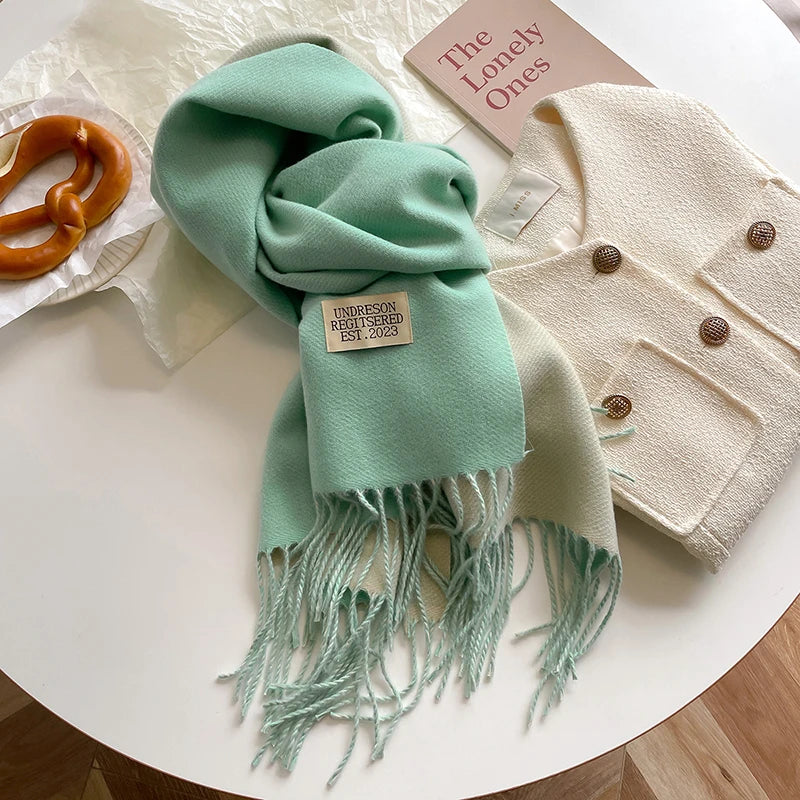 New Fashion Cashmere Scarf Warm Winter for Women Korean Style Knitted Solid Color Double Sided Wraps Neckerchief scarf and shawl