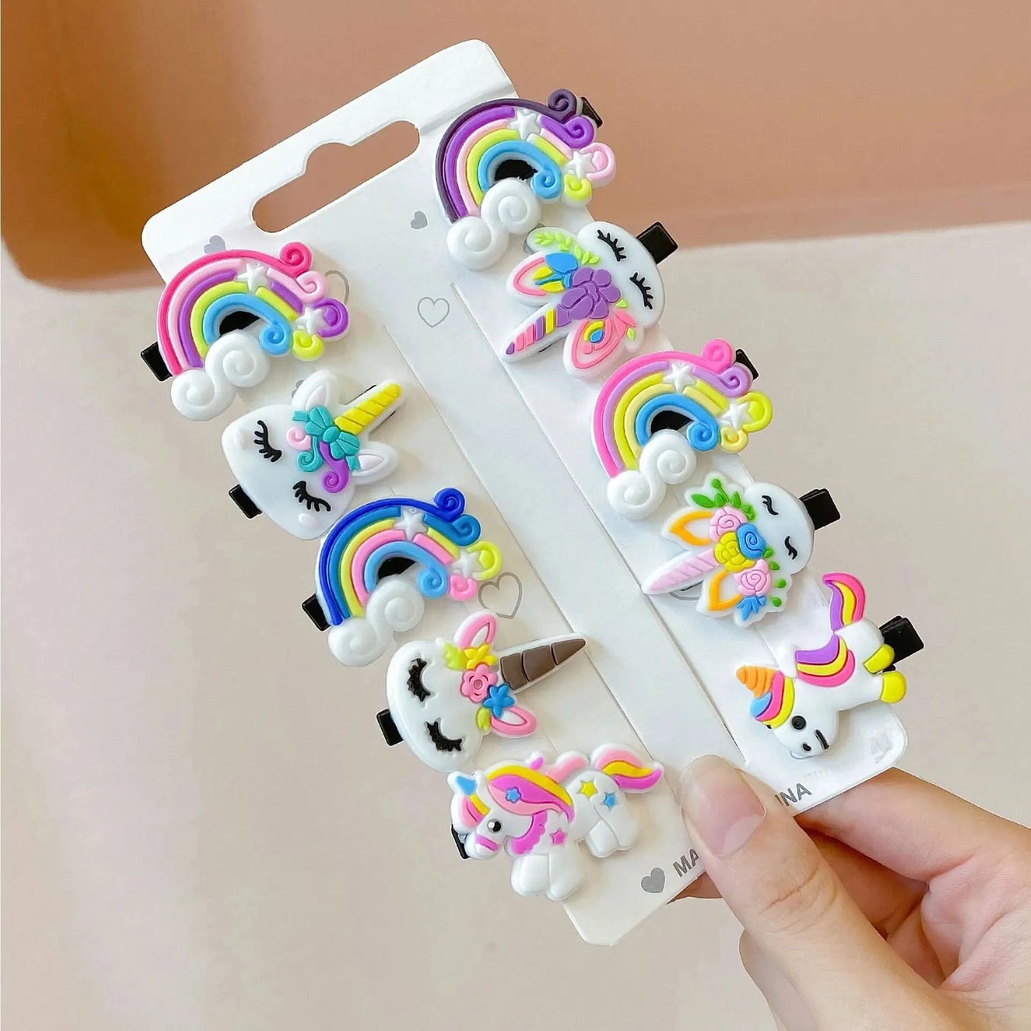 10PCS/Set New Girls Cute Cartoon Unicorn Hair Clips Kids Lovely Hairpins Ice Cream Headband Barrettes Fashion Hair Accessories   hairclips