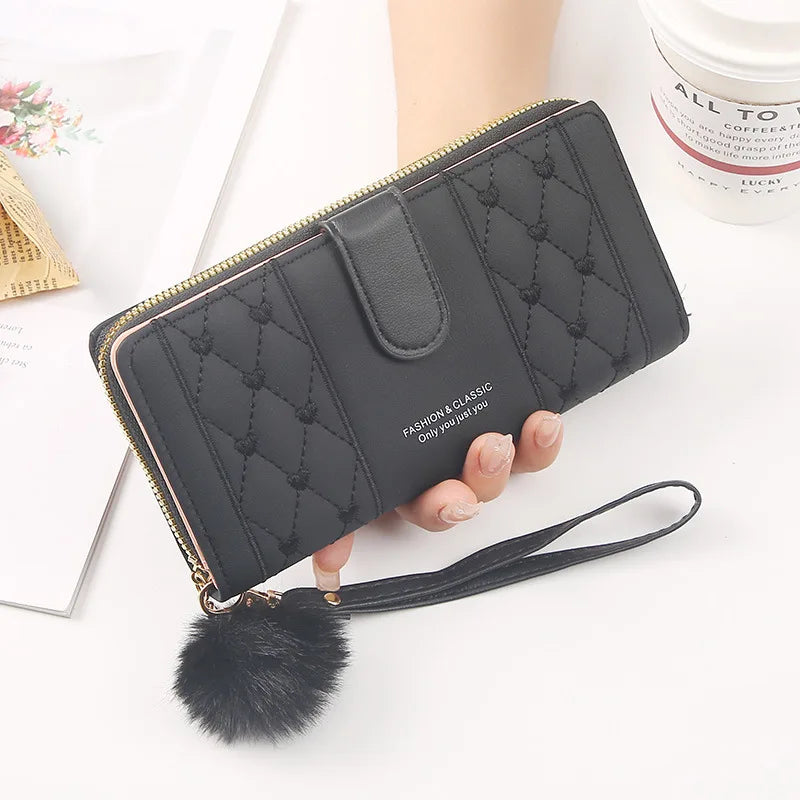 Women Long Wallet Pu Leather Card Holder Large Capacity Hasp Zipper Coin Purse Multi Card Organizer Cell Phone Wristlet Handbag bags