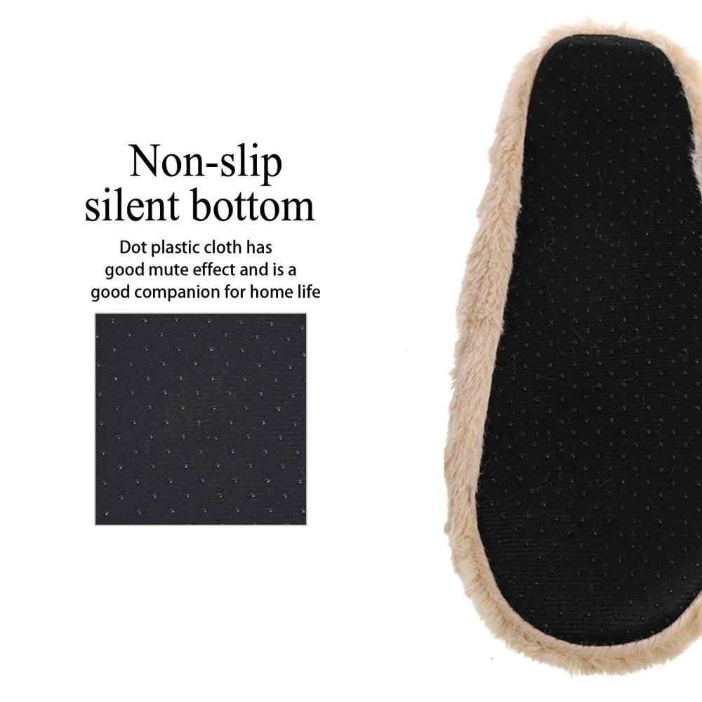 Home Fuzzy Slipper Women Winter Fur Contton Warm Plush Non Slip Grip Indoor Fluffy Lazy Female Mouse Ears Floor Shoe Living room slipper