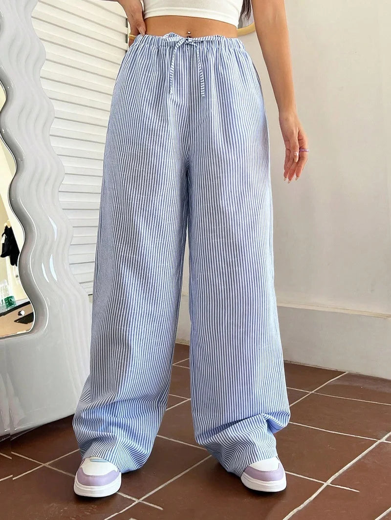 Europe And The United States Autumn And Winter Women's New Striped Casual Pants  Season Wansheng Daily Wear bottom