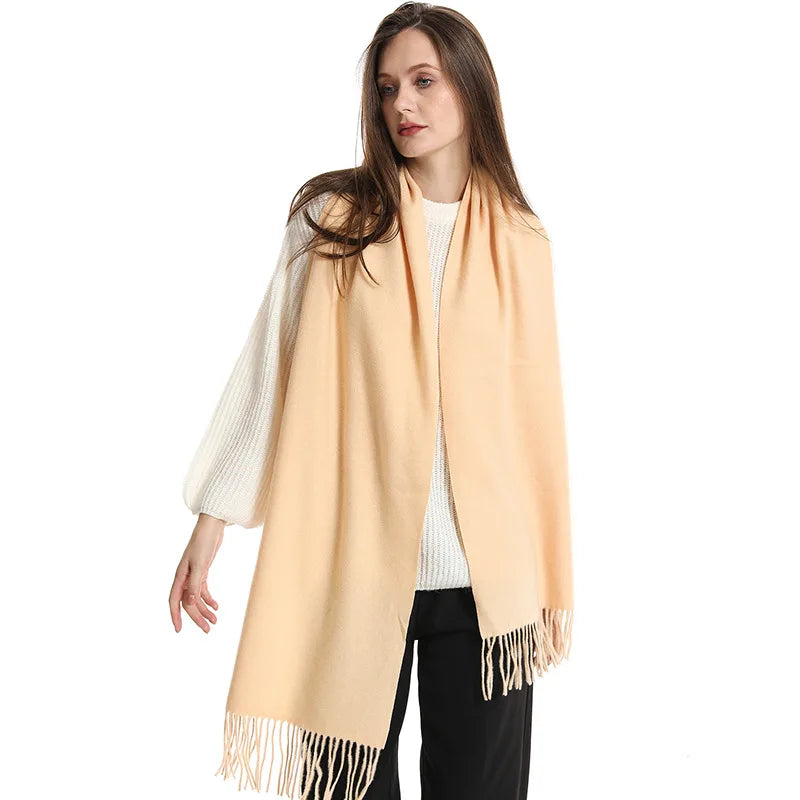 62Color Solid Women Winter Scarf Warm Thicken Cashmere Shawl Outdoor Fashion Luxury Tassels Pashmina Lady Wrap Windproof Scarves scarf and shawl