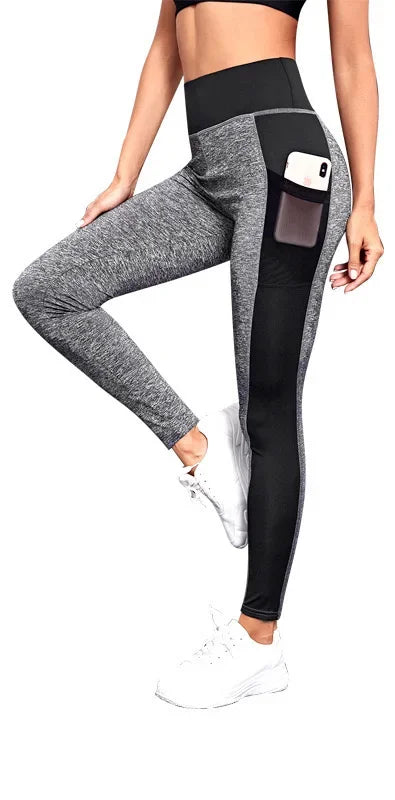 Plus Size Pocket Yoga Pants Women Solid Fitness Sports Leggings High Waist Elastic Gym Tights Female Running Trousers sports