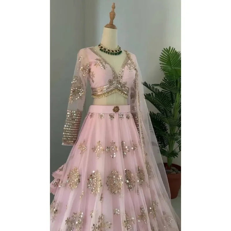 Indian Style Butterfly Net Lehenga Choli with Dupatta for Wedding Wear party lehnga