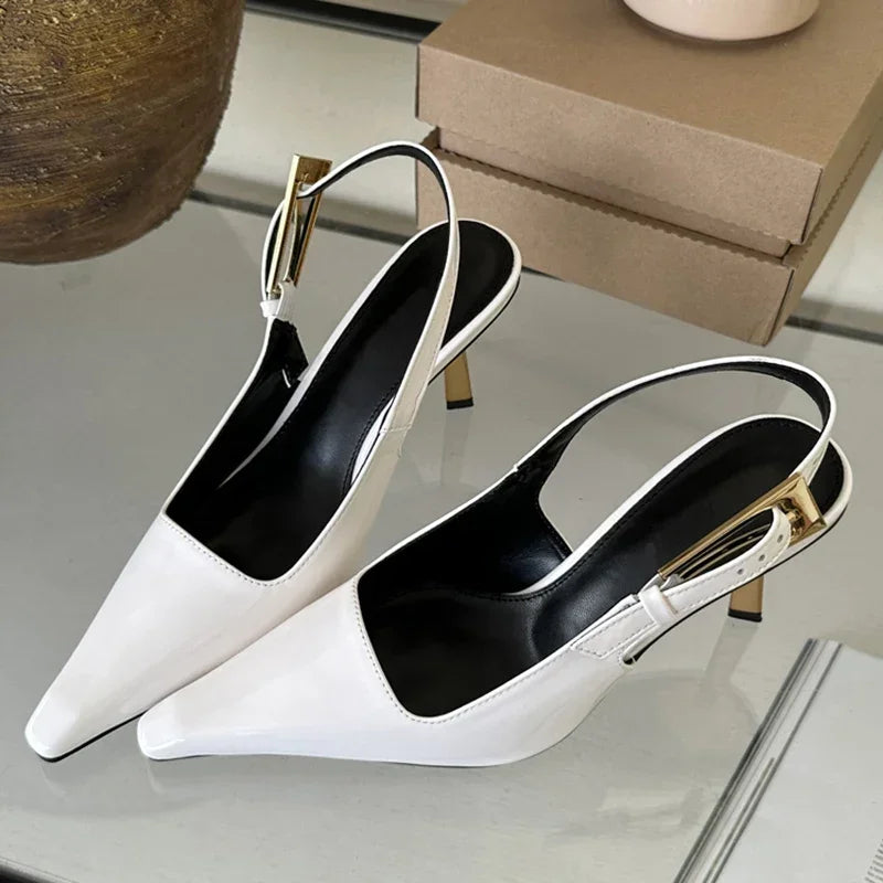 New Band Women Pumps Shoes Fashion Shallow Slip On Slingback Sandals Thin High Heel shoes