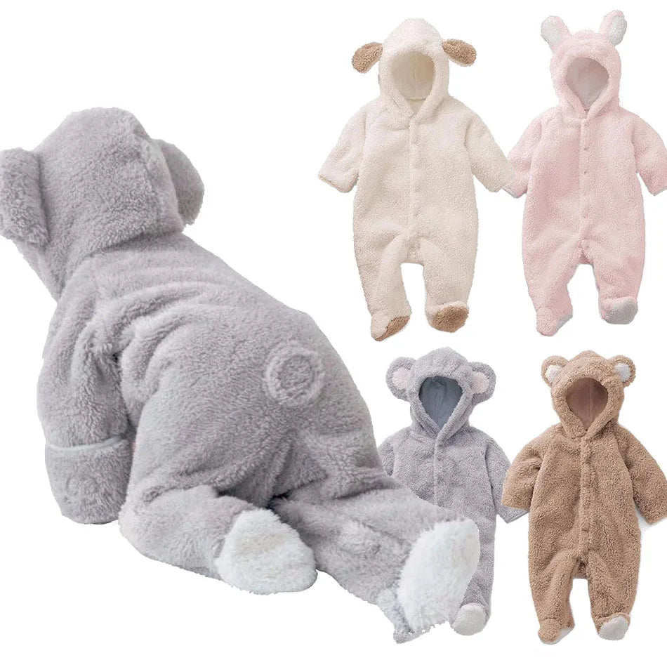 Autumn Winter Baby Rompers Baby Girl Boy Clothes Fleece Animal Bear Bunny Sheep Newborn Jumpsuits Infant Halloween Costume 0-12M infants boys