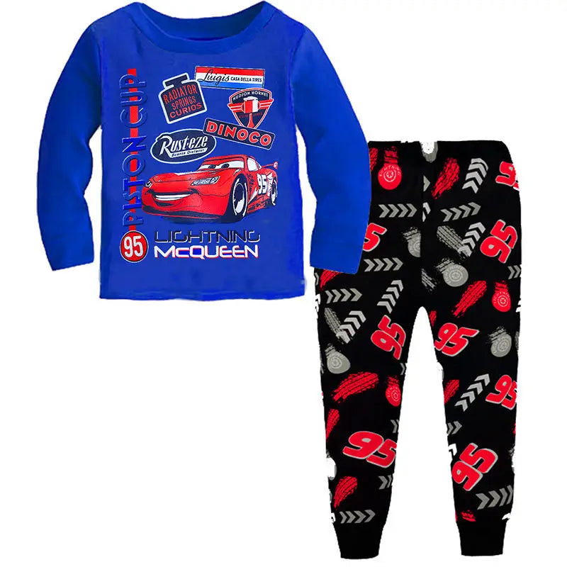 Spring Autumn Children's Clothing Sets Boys 95 Cars McQueen Cartoon Sleepwear Clothes Kids Pajamas Set Baby Girls Cotton Pyjamas sports wear boys