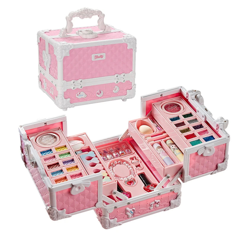 Kids Makeup Kit Little Girls 49 Pcs Washable Makeup Kit Real Girl Princess Make Up Kit with Cosmetic Case Play Set Birthday Gift kids makeup