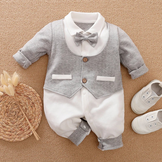 Long Sleeve Baby Boys Gentleman Suits Outfit Infant Clothes Toddler Onesie Costume Romper Jumpsuit 100% Cotton Spring and Autumn infants boys