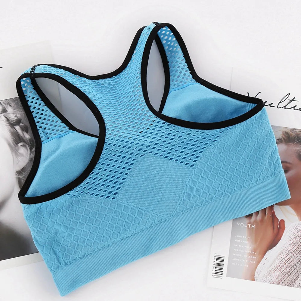 Mesh Sports Bra Hollow Out Sport Top Seamless Fitness Yoga Bras Women Gym sports