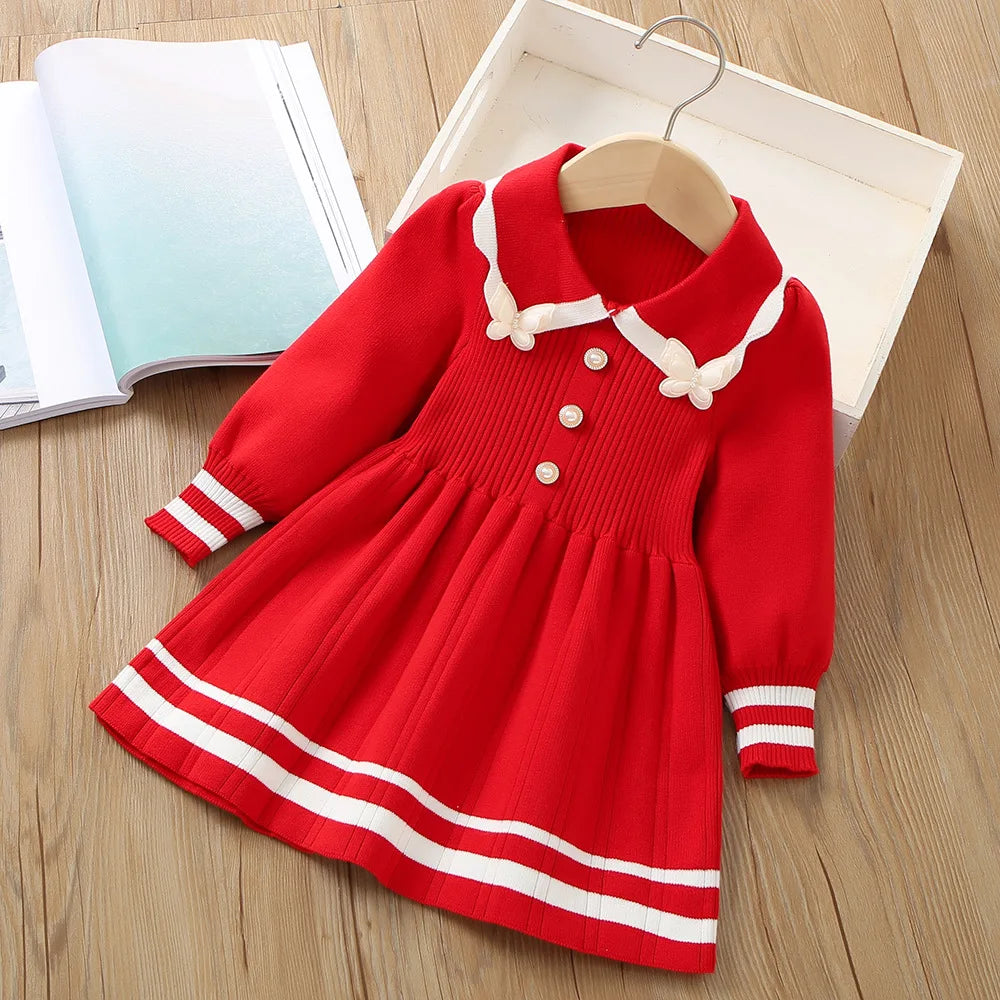 Girls Dress Winter Knitting Sweater Dress Autumn Long Sleeve Princess Dress Vestidos Warm Toddler Girl Clothes Kids Clothing girls dresses