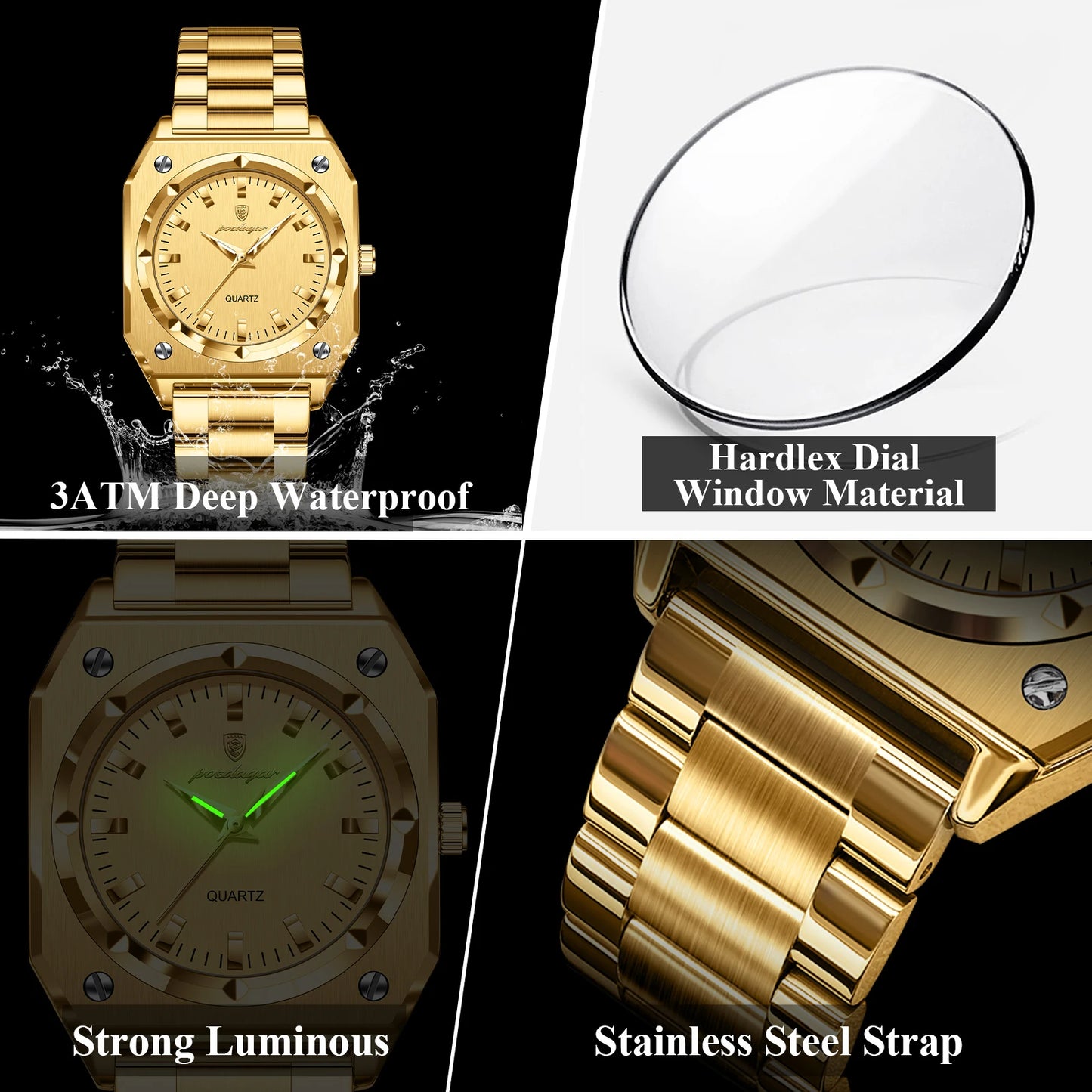 Luxury Elegant Square Ladies Watch Waterproof Luminous Watch for Woman Stainless Steel Quartz Women's Watches Reloj+box watch