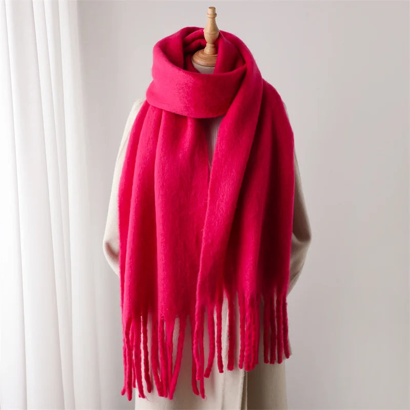 Winter Scarf for Women Cashmere Warm Solid Pashmina Blanket Wraps Female Thick Soft Bufanda Big Tassel Shawl Long Poncho Echarpe scarf and shawl