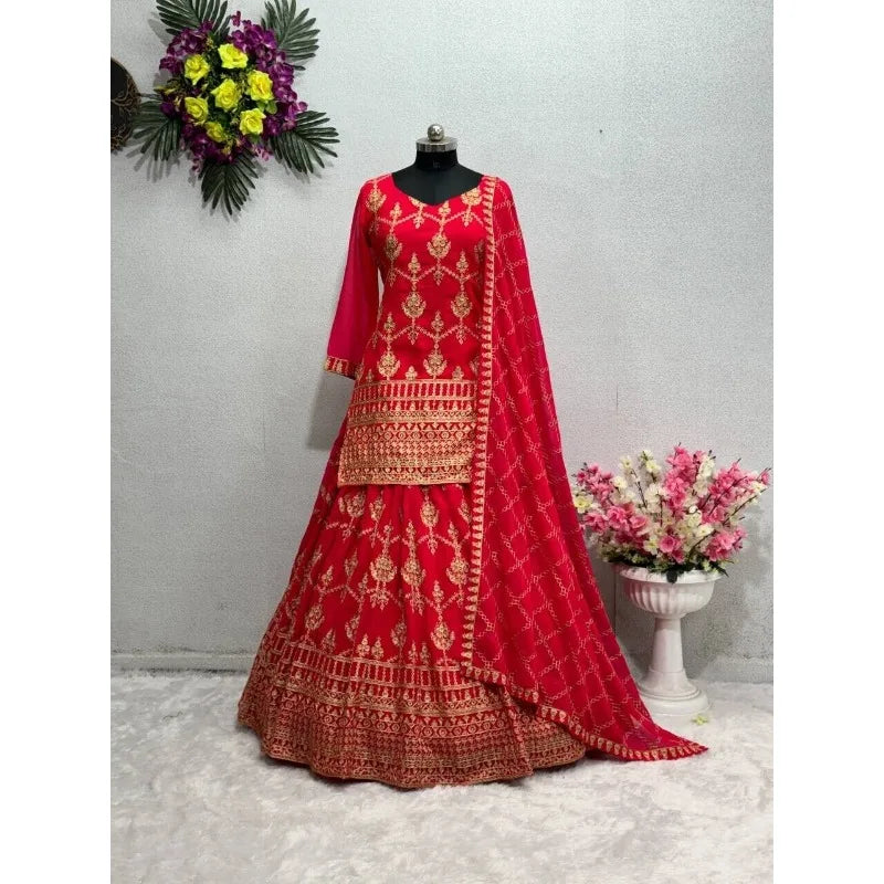 New Attractive Wedding Party Wear Designer Pakistani Lehenga Choli And Dupatta party lehnga