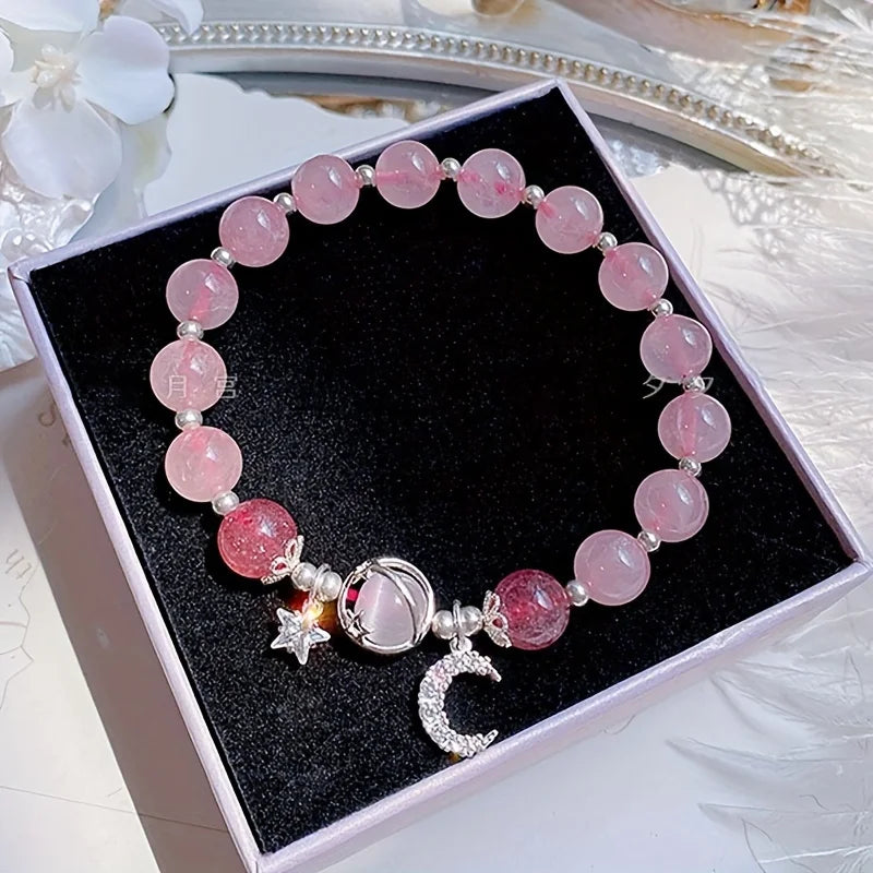 1 star pink crystal bracelet for women without a box, crystal bracelet for Valentine's Day and holiday gift for best friends bracelete