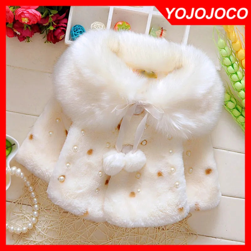 Baby girl clothes 0-3Y winter coat thick warm wool fur coat girl wool sweater coat pearl princess coat Kids Cute Coat Clothes infants girls