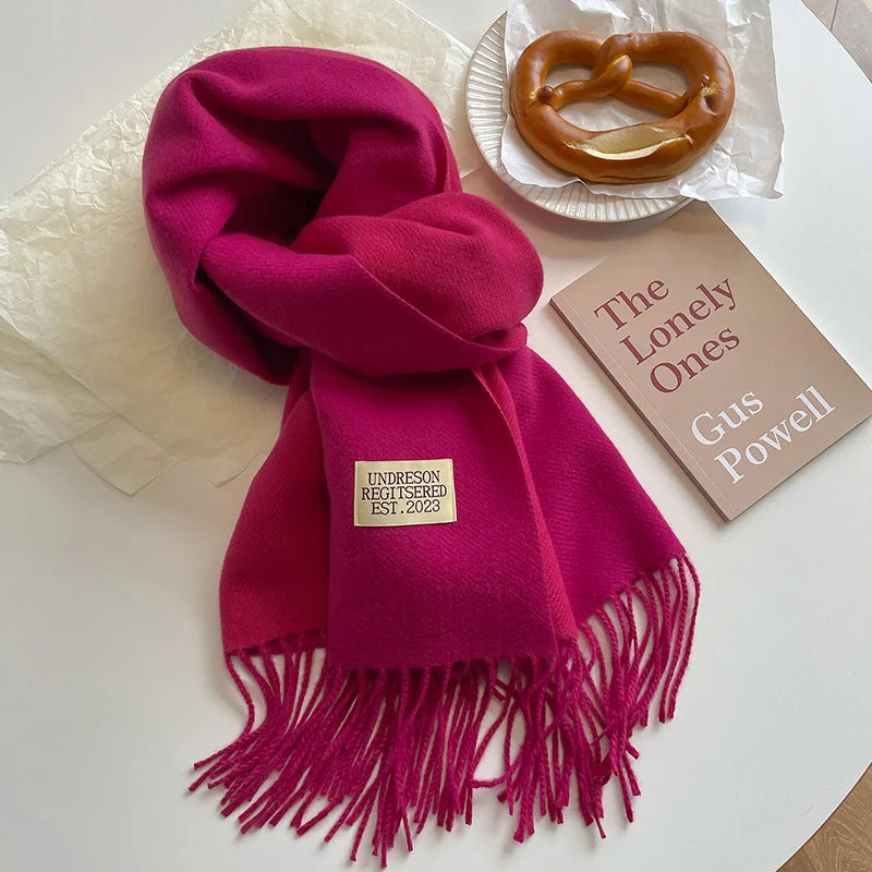 Fashion Solid Cashmere Warm Scarf New Design Pashmina Winter Double Side Diffrent Color Shawl Wraps Bufanda with Tassel Blanket scarf and shawl