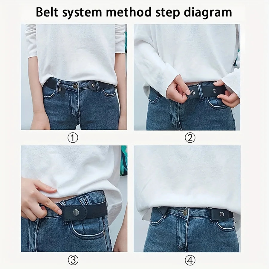 Simple And Fashionable Women'S Belt Elastic Lazy Men'S Belt Woven Invisible And Seamless Unisex Jeans Belt Length Adjustable belt