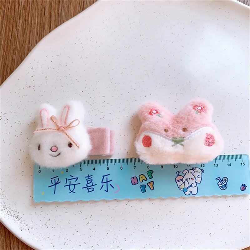 Cute Cartoon Plush Rabbit Princess Hairpins Children Girls Hair Clips Barrettes Accessories Hairclip Headwear Headdress Ornament   hairclips