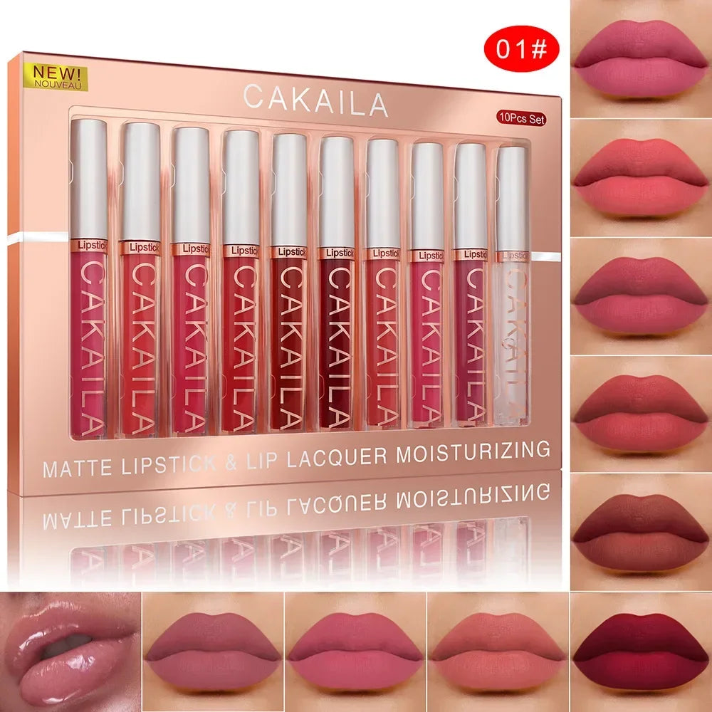 10/6 PCS Lipstick Set Matte Nude Liquid Lip Stain Makeup for women Non stick Cup Lip Gloss Waterproof Long lasting Cosmetics  lips