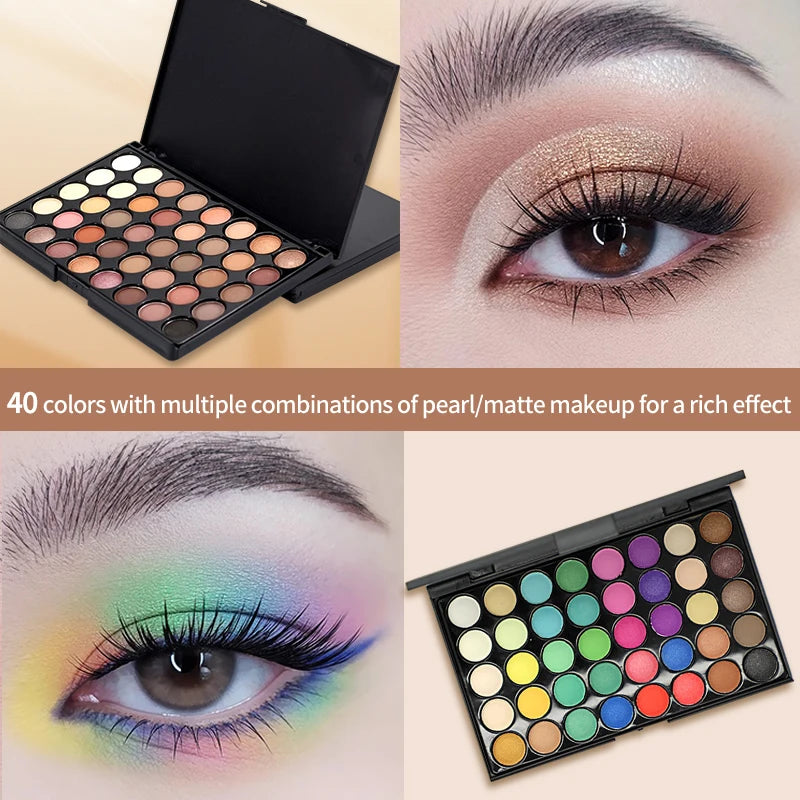 40 Colors Glitter Eyeshadow Palette Matte Waterproof Long Lasting Pressed Powder Cosmetics Kit Fashion Women Eye Makeup palette eyes