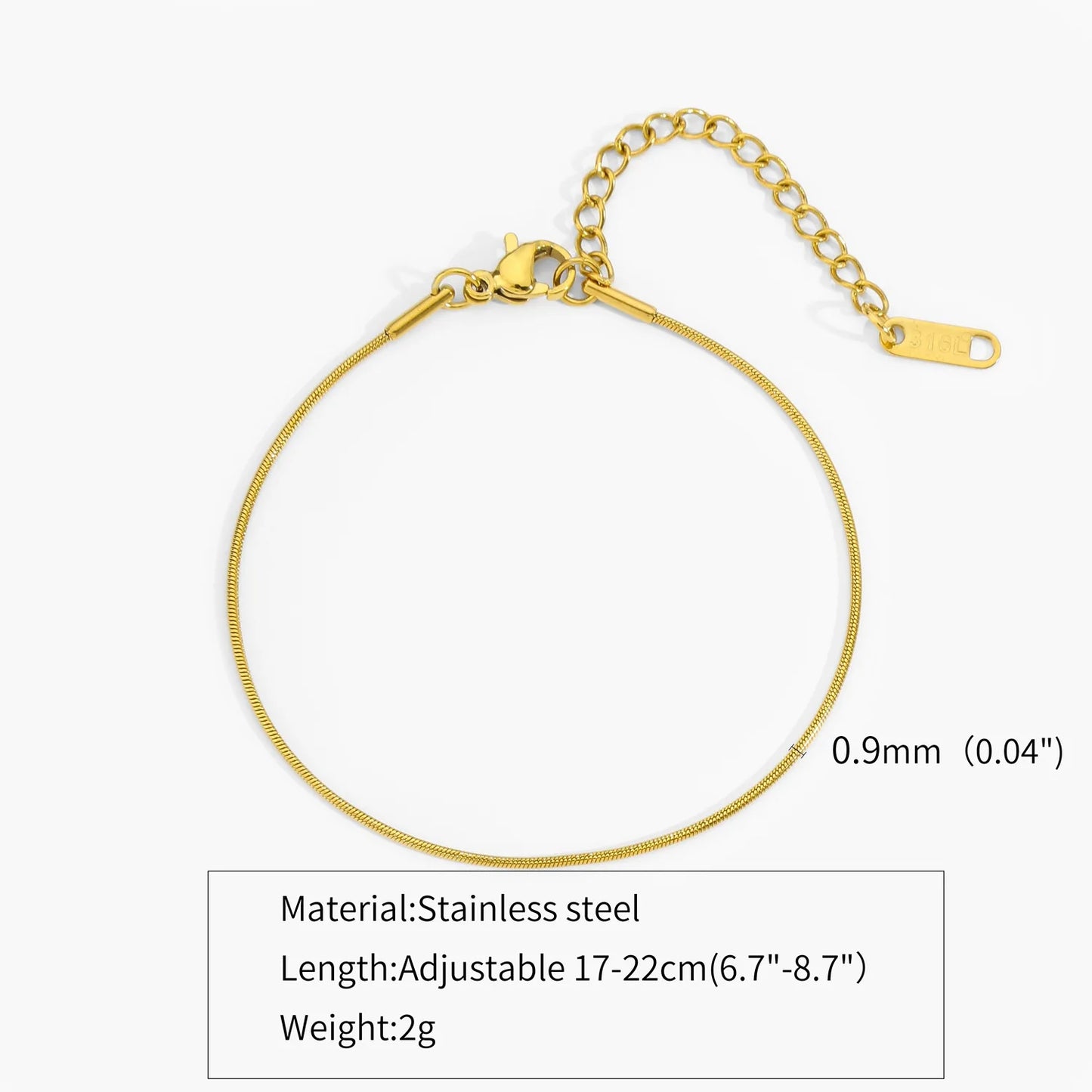 New Ultra-fine Stainless Steel Snake Chain Bracelet Gold Color Simple Bracelet For Women INS Fashion Jewelry Accessories bracelete