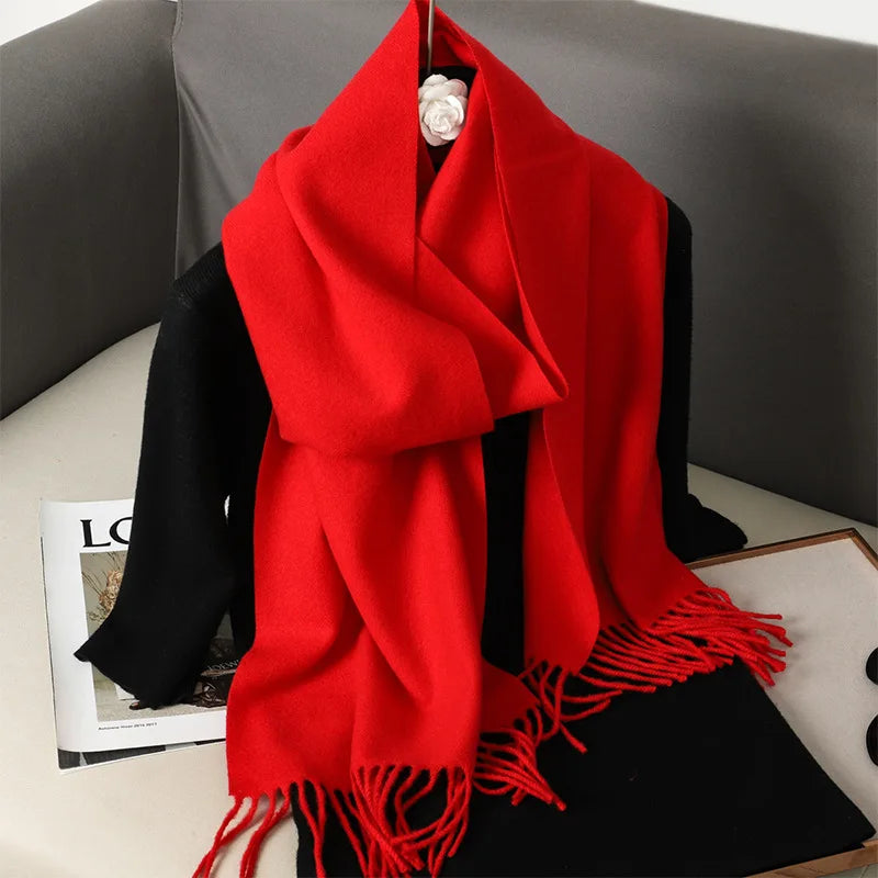 62Color Solid Women Winter Scarf Warm Thicken Cashmere Shawl Outdoor Fashion Luxury Tassels Pashmina Lady Wrap Windproof Scarves scarf and shawl