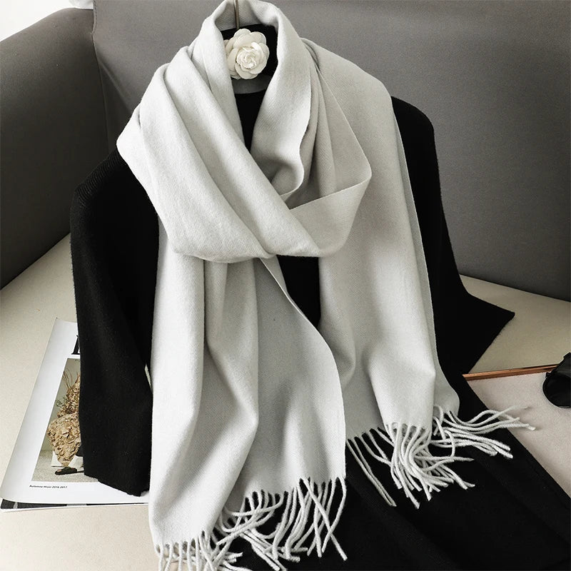 New 62 Color Winter Scarf For Women Long Warm Cashmere Scarves Hijab Solid Lady Shawl Wrap Female Pashmina Bandana Head Scarfs scarf and shawl