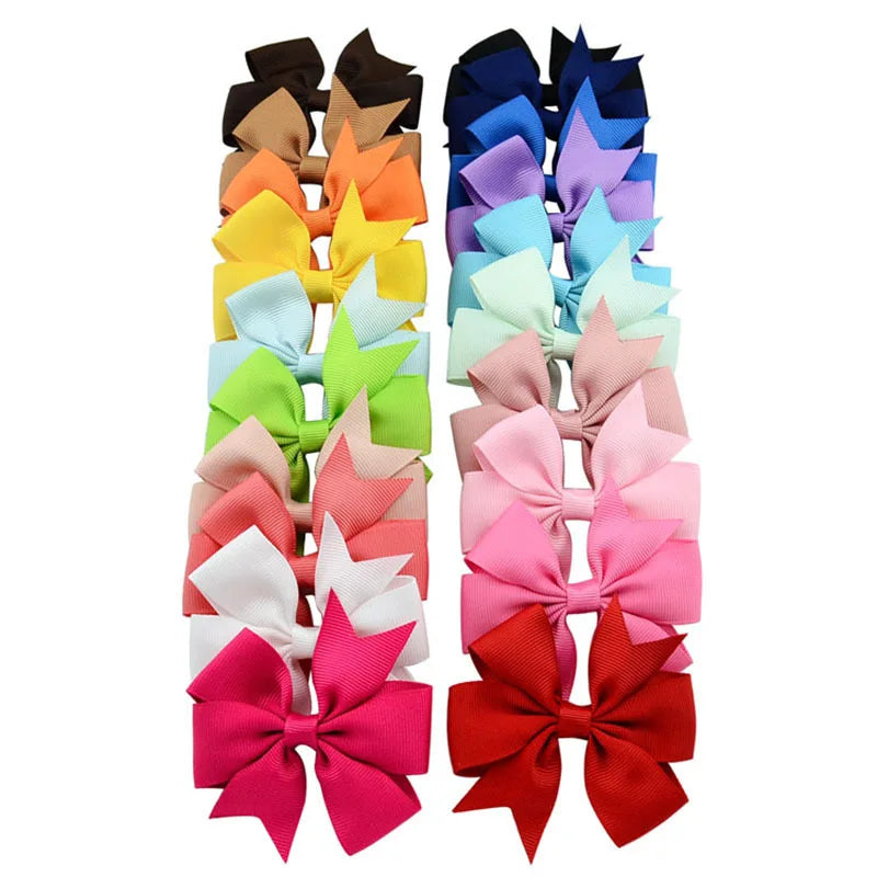 40pcs Random Color Bow Hair Clip Sets Simple Holiday Hair Clip Baby Girls Hair Accessories   hairclips