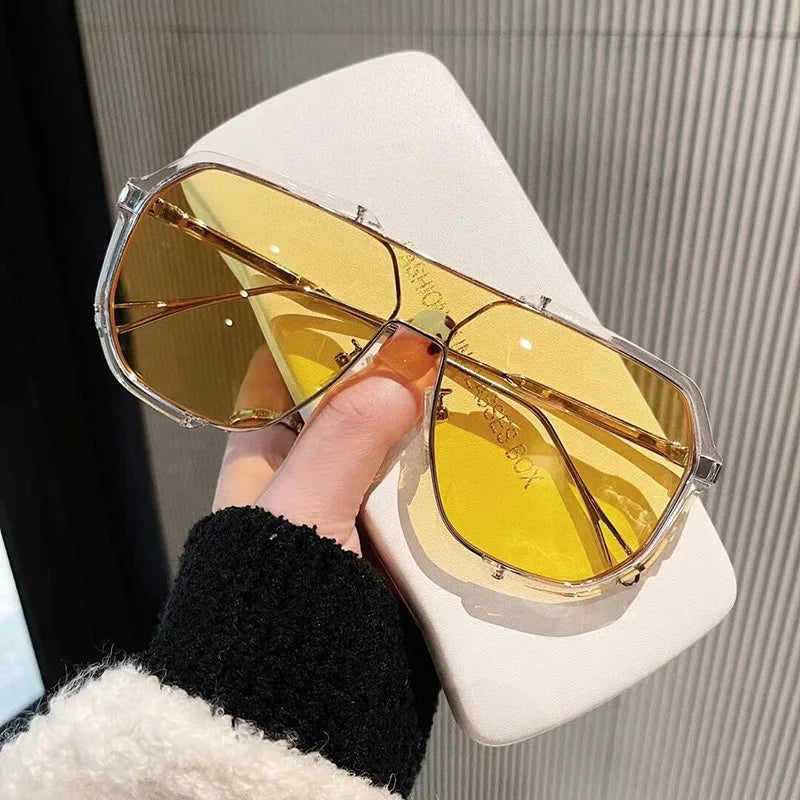 Oversized Sunglasses Women  New Unique One Piece Fashion Sunglasses For Men UV400 Punk Glasses Trending Female Eyewear UV400 Glasses