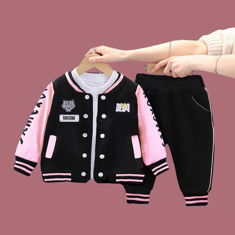 1-5 Year Baby Boy Clothing Set Spring Autumn Cartoon Tiger Baseball Coat Pants 2Pc Children Sport Suit Toddler Kid Casual Outfit boys dress