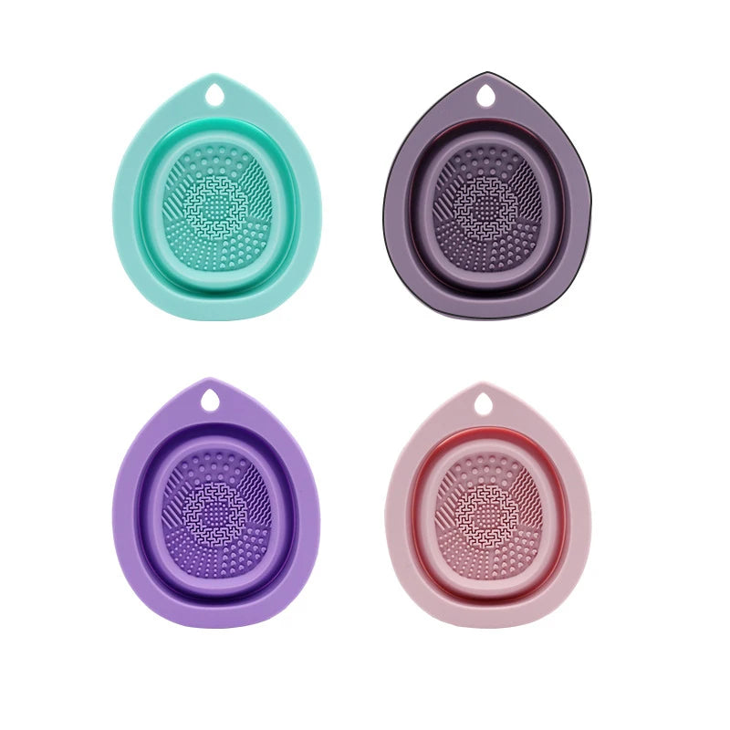 Silicone Makeup Brush Cleaner Folding Powder Puff Cleaning Bowl Eyeshadow Brushes Washing Soft Mat Beauty Tools Scrubber Box makeup accessories