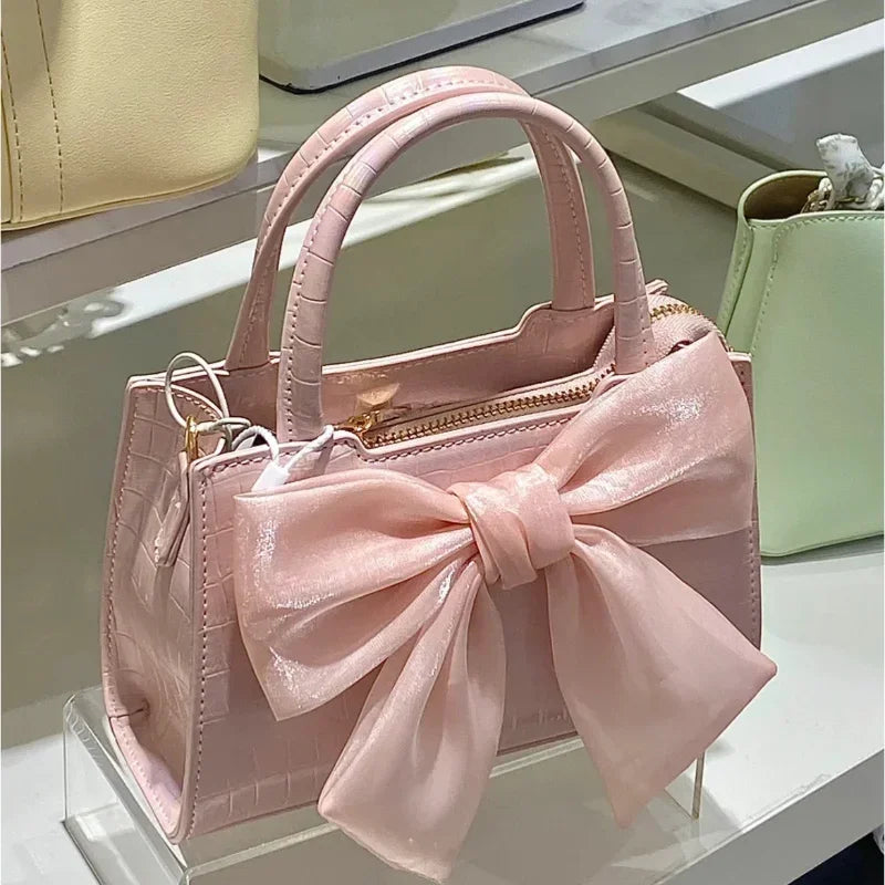 Fashion Women's Clutch Purse Handbags Summer Pink Bowknot Female Underarm Bags Sweet Girl's Small Square Shoulder Messenger Bag bags